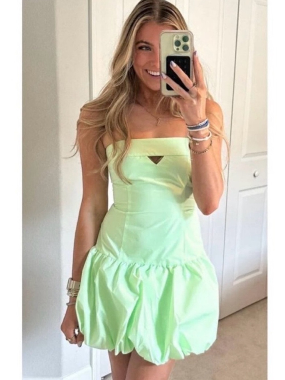 Amanda Uprichard Faith Dress Medium Green Bubble‎ Drop Waist Romantic Coquette